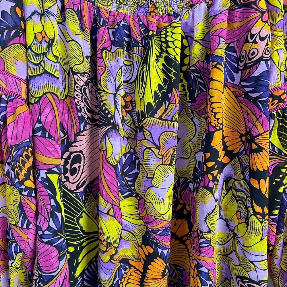 Anthropologie Alexandra Farmer Puff Sleeve Boho Floral Butterfly Top Size M - Picture 2 of 9